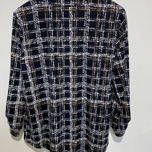 Blue Mood Women's Multicolor Plaid Split Neckline Button Up Shirt Size XL - Picture 7 of 9